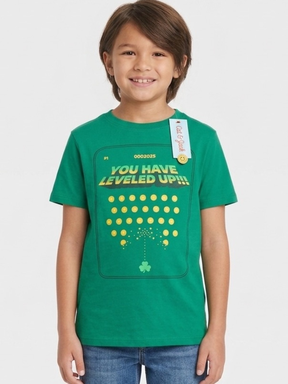 Cat & Jack Green Level Up Kids Tee